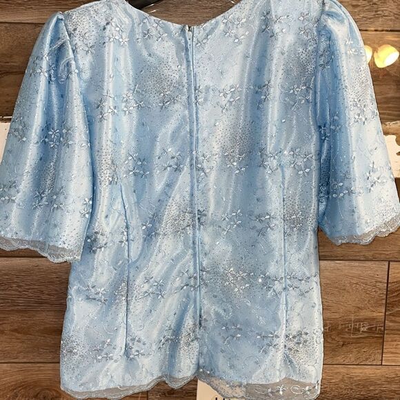 Creative Touch Evening Wear Maxi Skirt Set, Powder Blue , Floral Lace, Size S - Picture 14 of 14